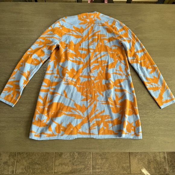 Soft Surroundings Brown Blue Floral Cardigan Sweater Duster XS - Picture 4 of 10